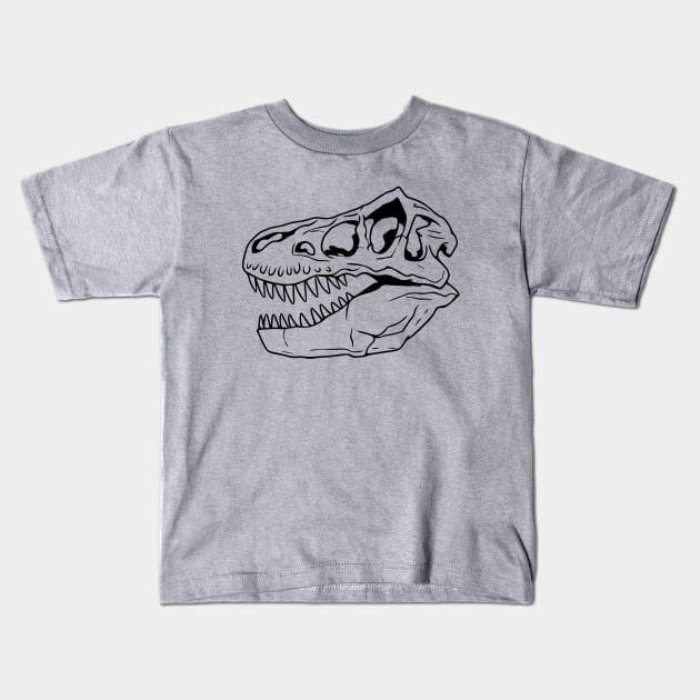T-Rex Dinosaur Skull Kids T-Shirt by KayBee Gift Shop